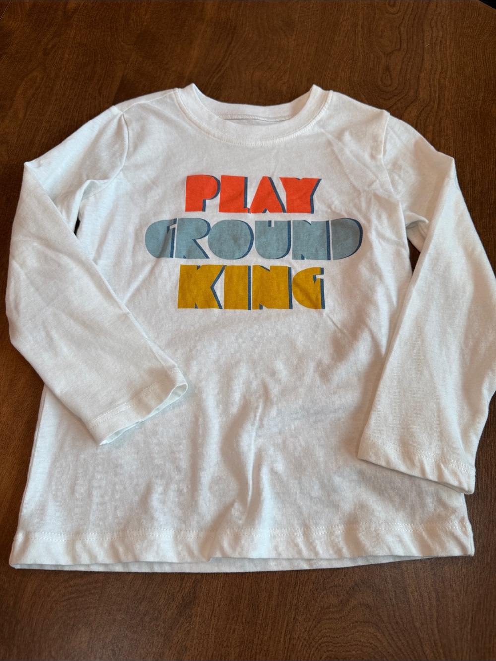 Kids White Long-Sleeve 'Playground King' Graphic Tee